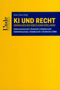 Das Bild zeigt das Cover des Buches KI und Recht herausgegeben von Ermano Geuer und Klara Geuer.